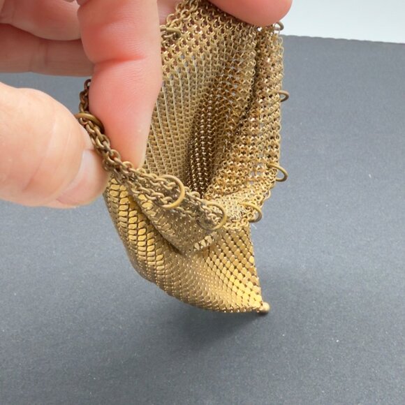 Vtg Whiting & Davis Gold Mesh Metal Change Key Purse Set Signed Made in USA NOTE - Picture 11 of 12